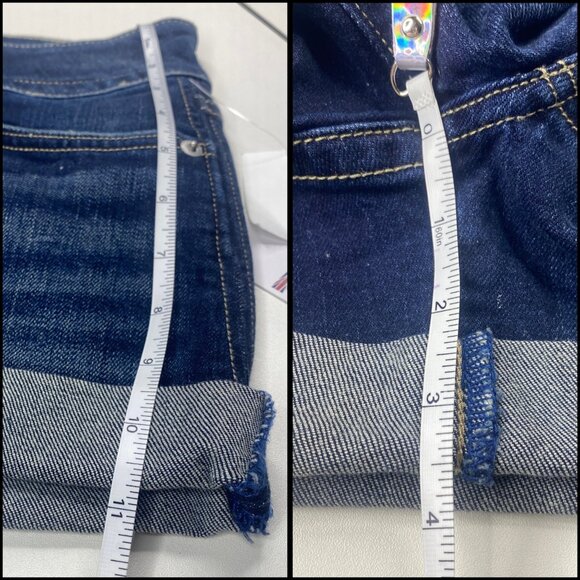 Hudson Blue Ruby Mid-Thigh Button Flap Back Pocket Cuffed Denim Short Sz 25 NEW! - Picture 8 of 9